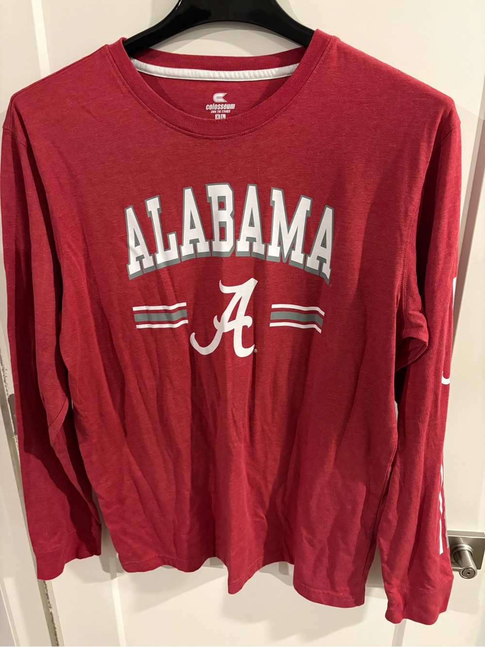 Alabama Long Sleeve Kids Tee - Crimson with White Logo